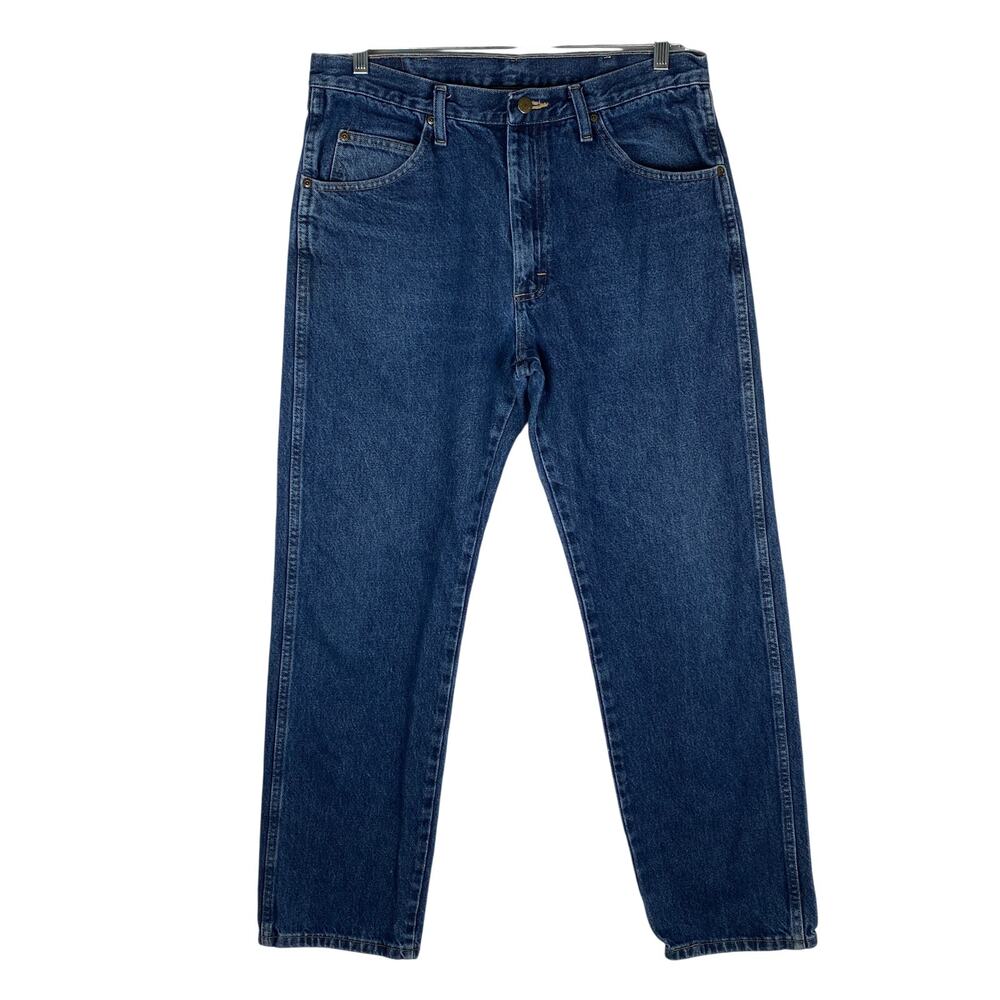 Wrangler Five Star Premium Regular Fit Straight Jeans Men 34x32 Blue Western